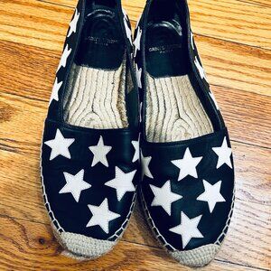 Yves Saint Laurent espadrilles flats -- black with white stars